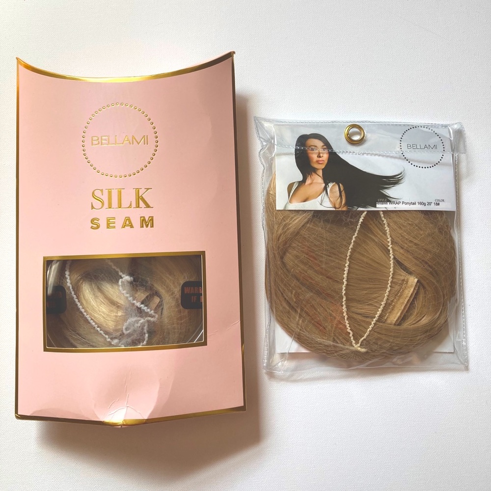 Bellami Silk Seam Blonde Highlight Hair Extensions + FREE EXTRA faux ponytail